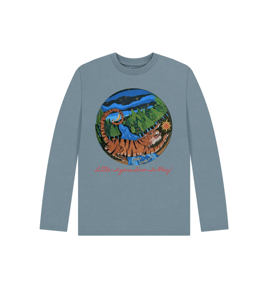 Stone Blue Printed Kids T-Shirt