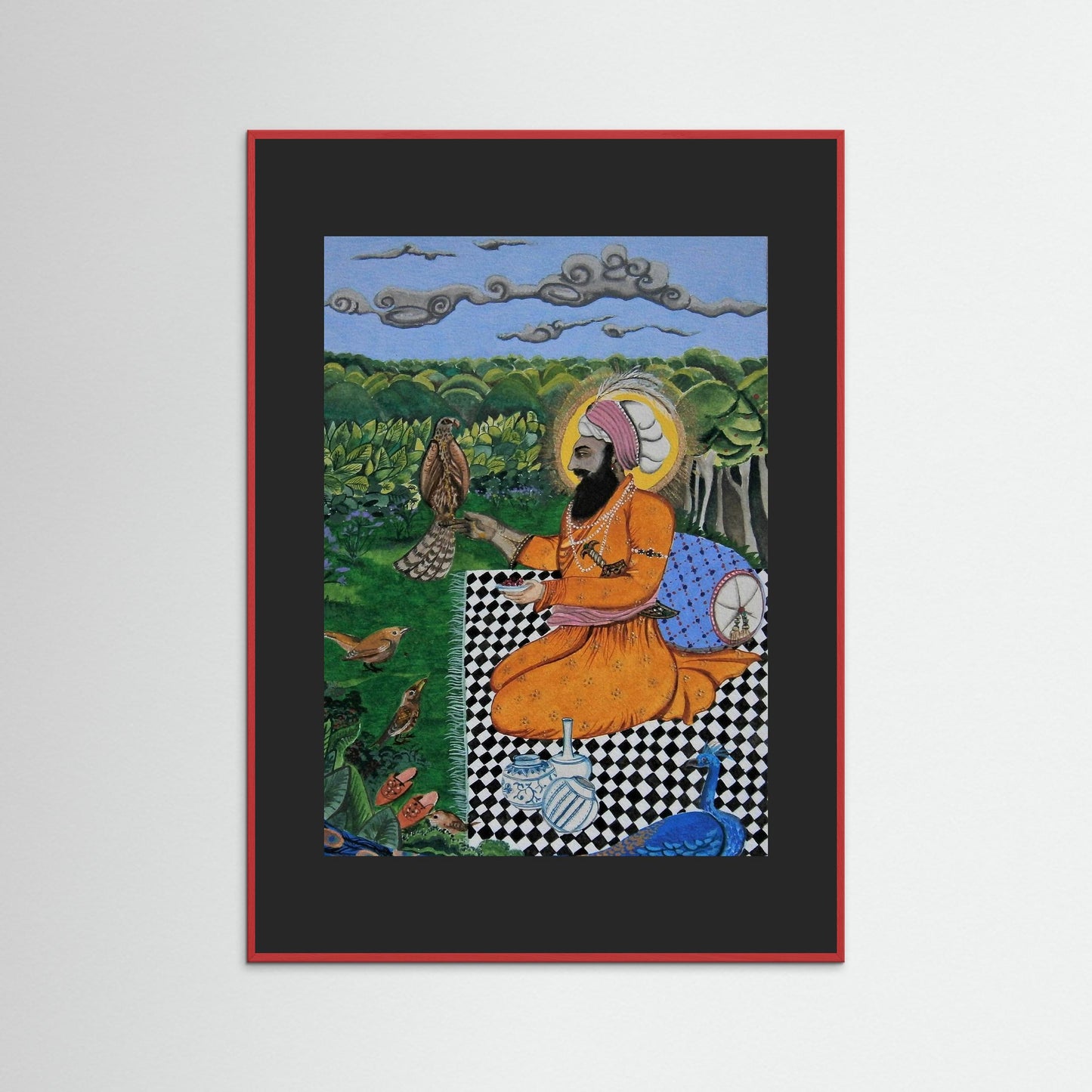 Guru Hargobind Feeding Birds.
