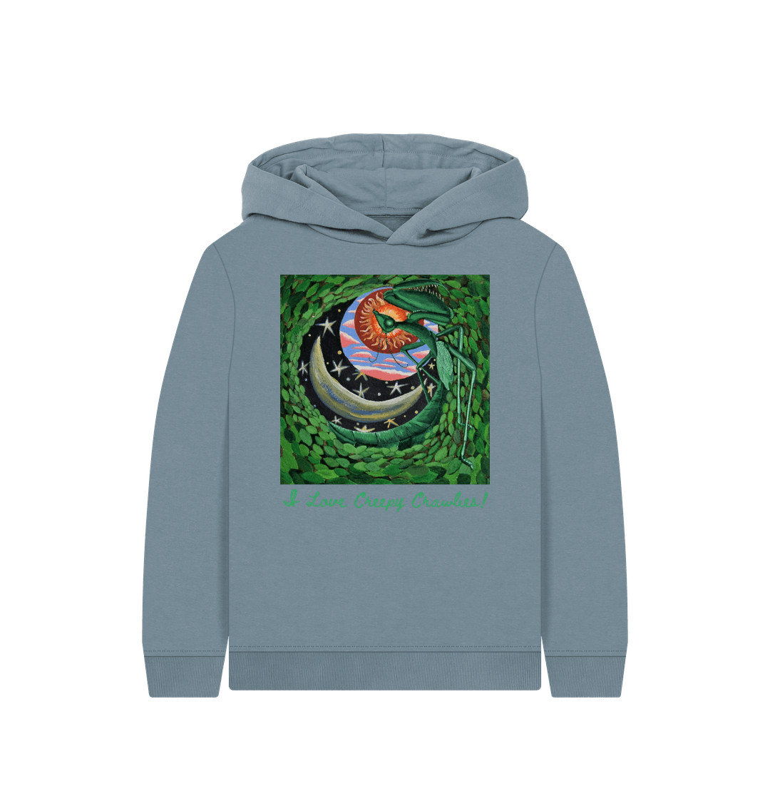 Stone Blue Printed Kids Hoodie