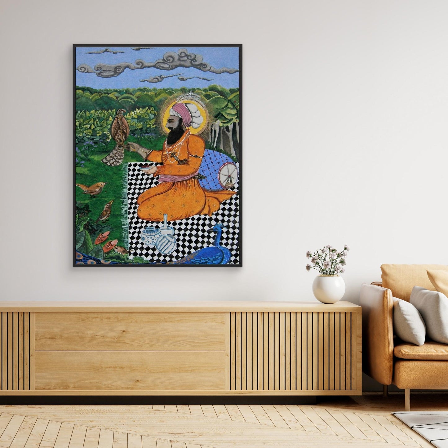 Guru Hargobind Feeding Birds.