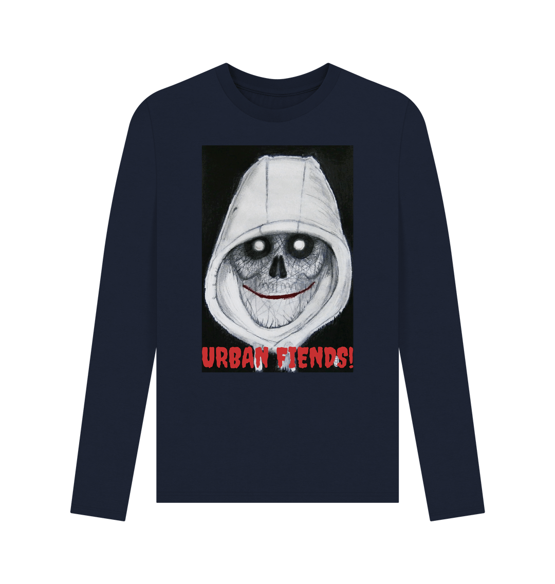 Navy Blue Printed Long Sleeve T Shirt