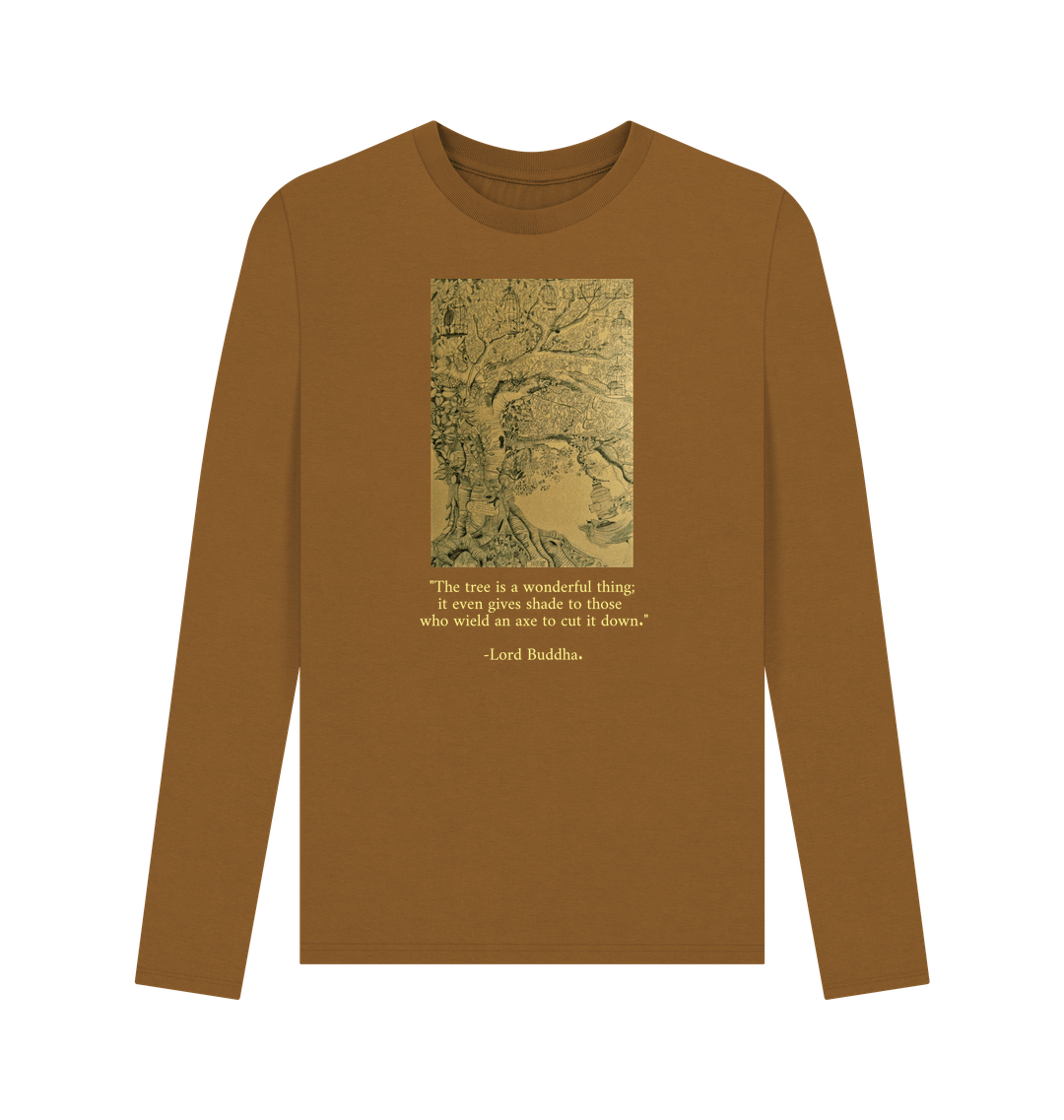Brown Printed Long Sleeve T Shirt