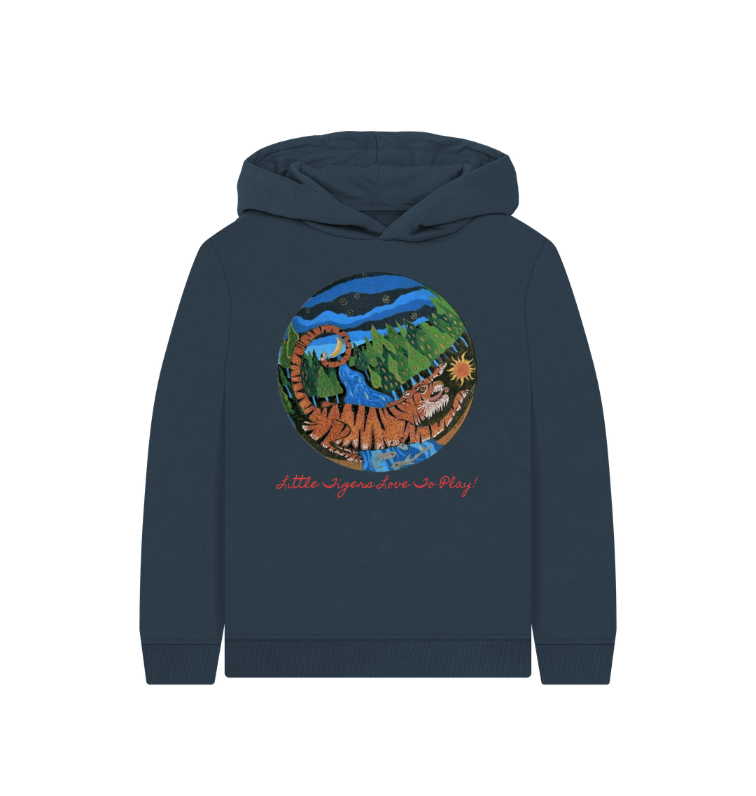 Navy Blue Printed Kids Hoodie