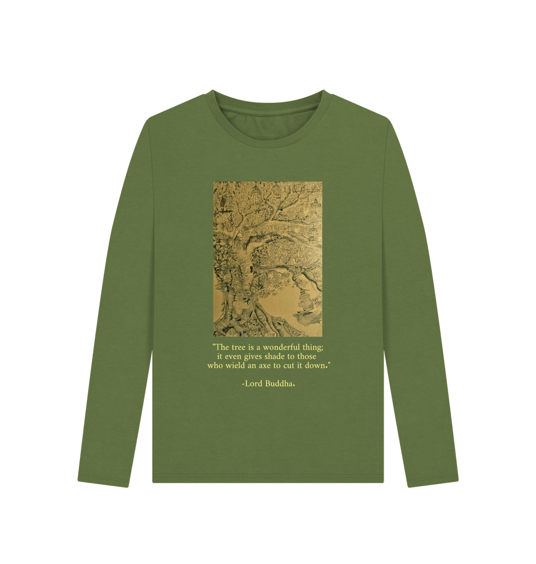Khaki Printed Long Sleeve T Shirt