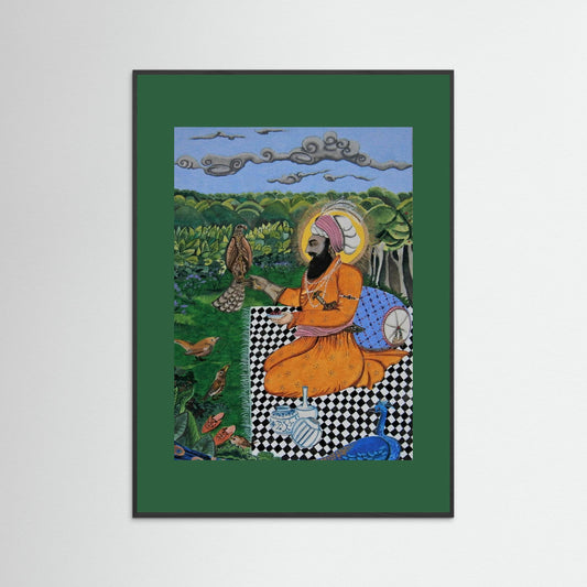 Guru Hargobind Feeding Birds.