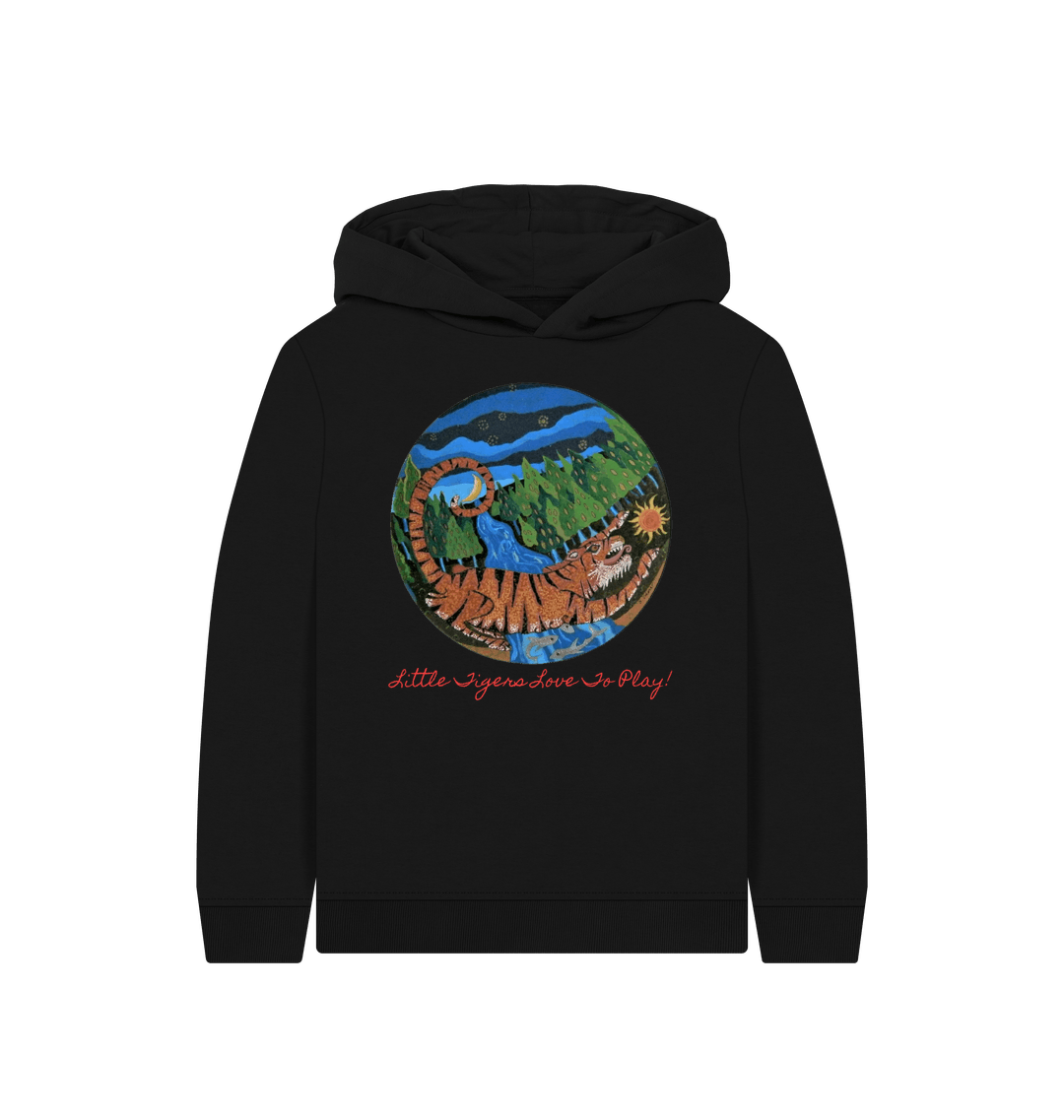 Black Printed Kids Hoodie