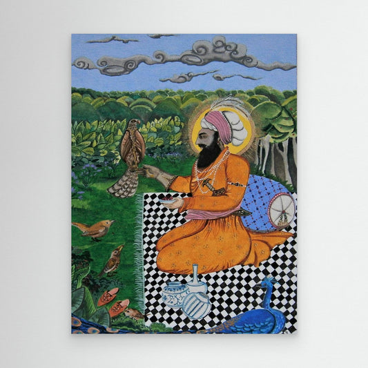 Guru Hargobind Feeding Birds.