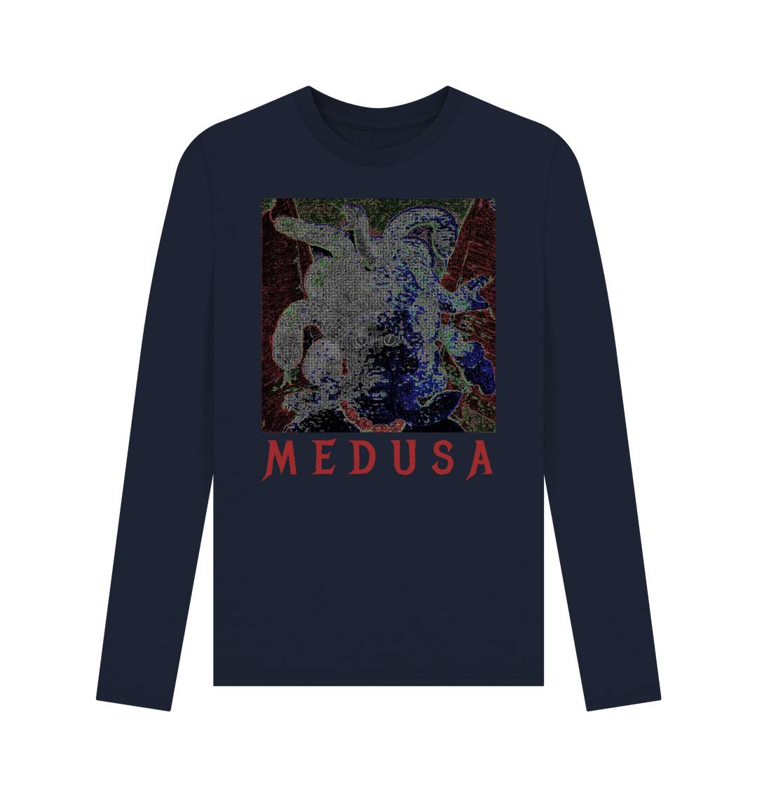 Navy Blue Printed Long Sleeve T Shirt