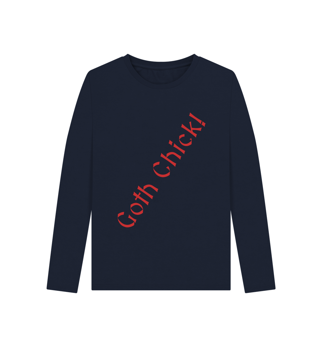 Navy Blue Printed Long Sleeve T Shirt