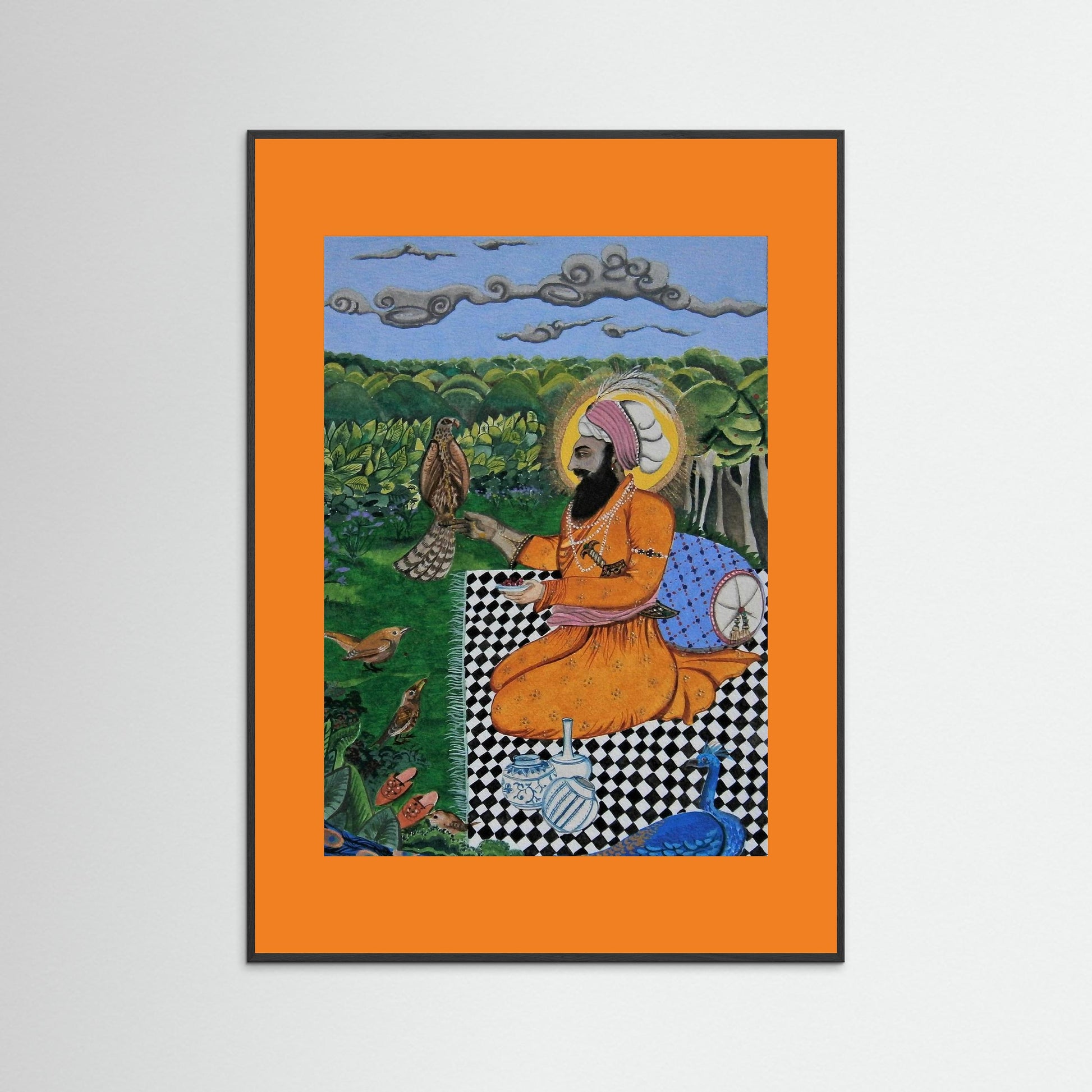 Guru Hargobind Feeding Birds.