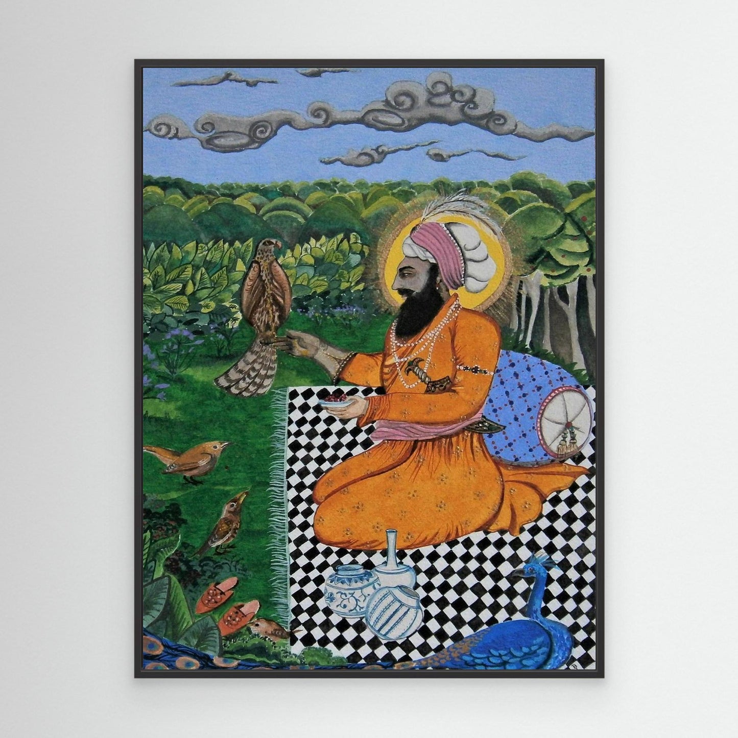 Guru Hargobind Feeding Birds.