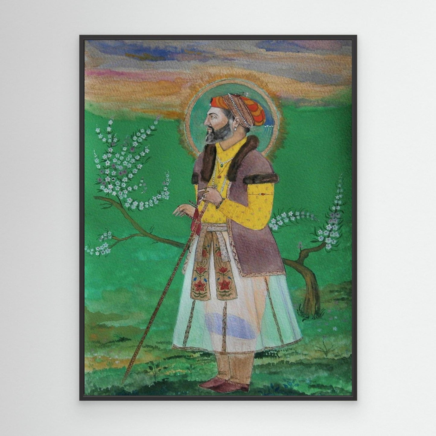 Emperor Shah Jahan In a Purple Velvet Tunic.