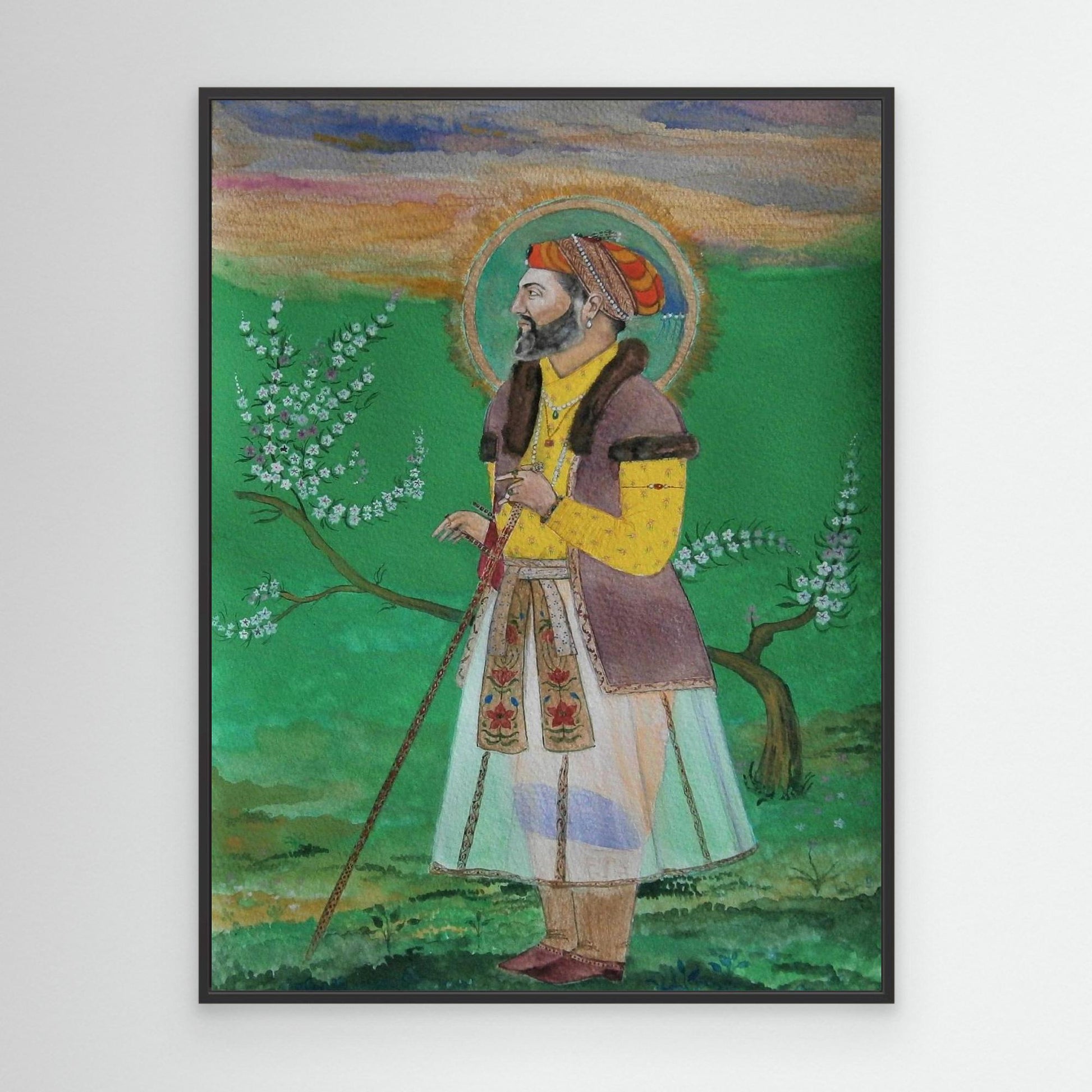 Emperor Shah Jahan In a Purple Velvet Tunic.