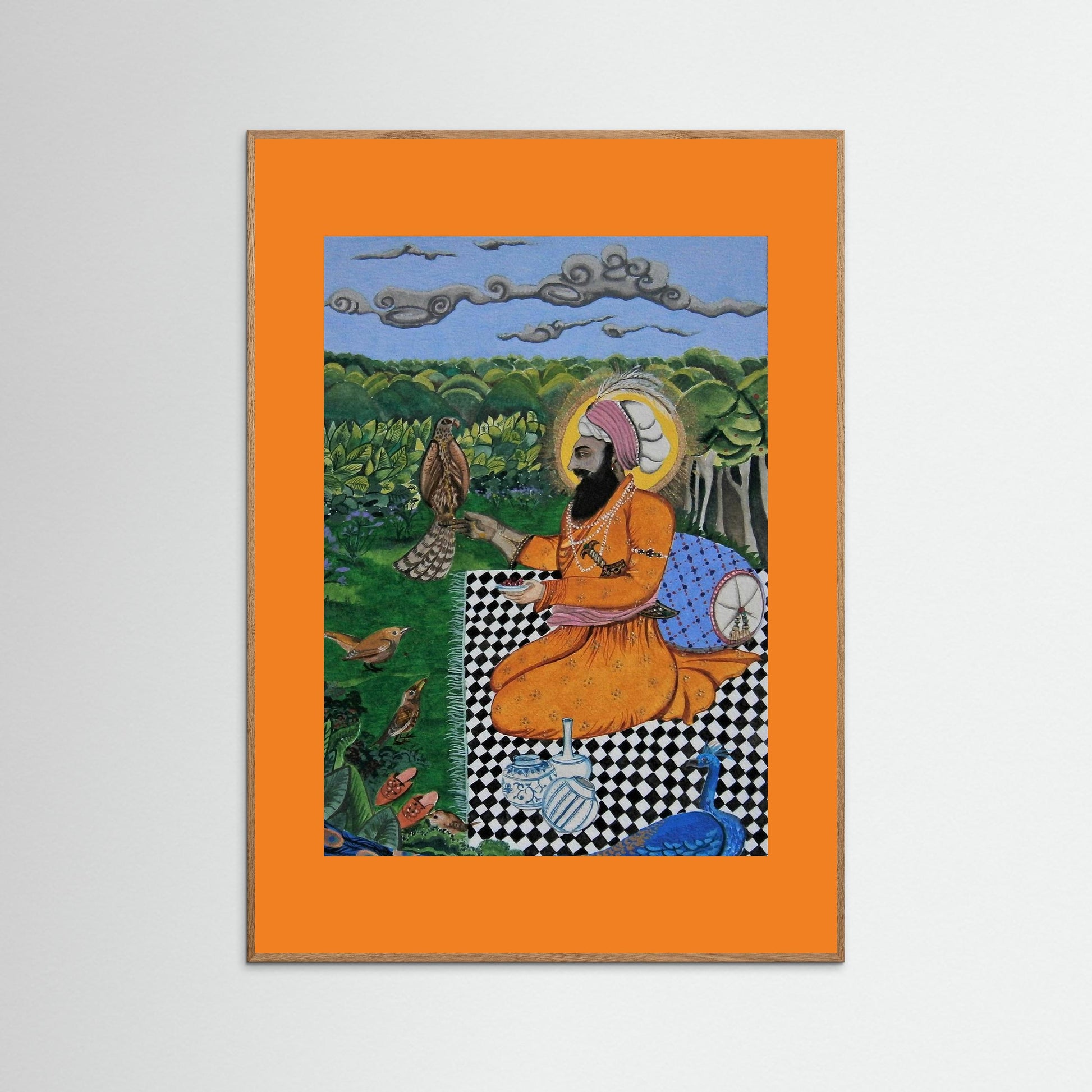 Guru Hargobind Feeding Birds.
