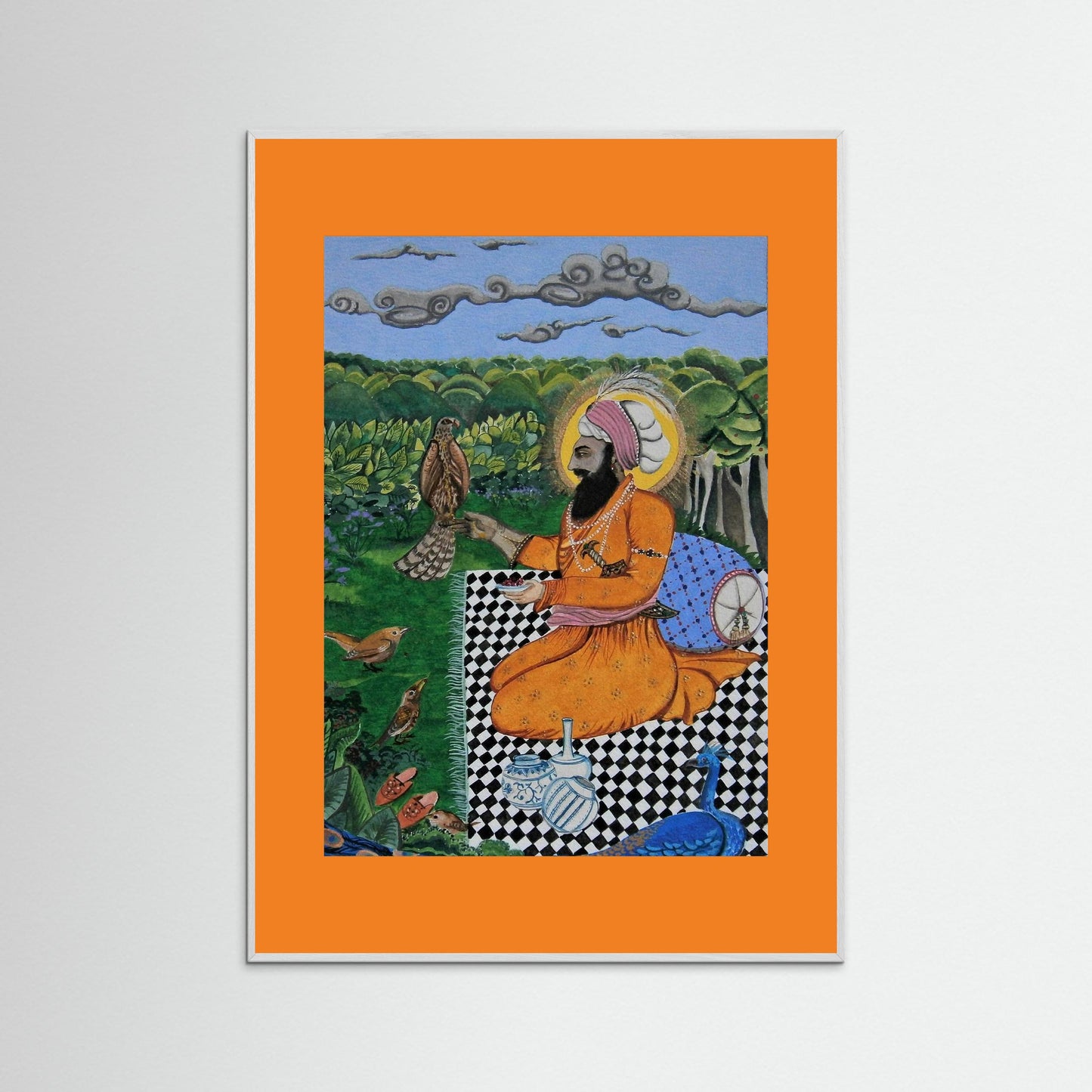 Guru Hargobind Feeding Birds.