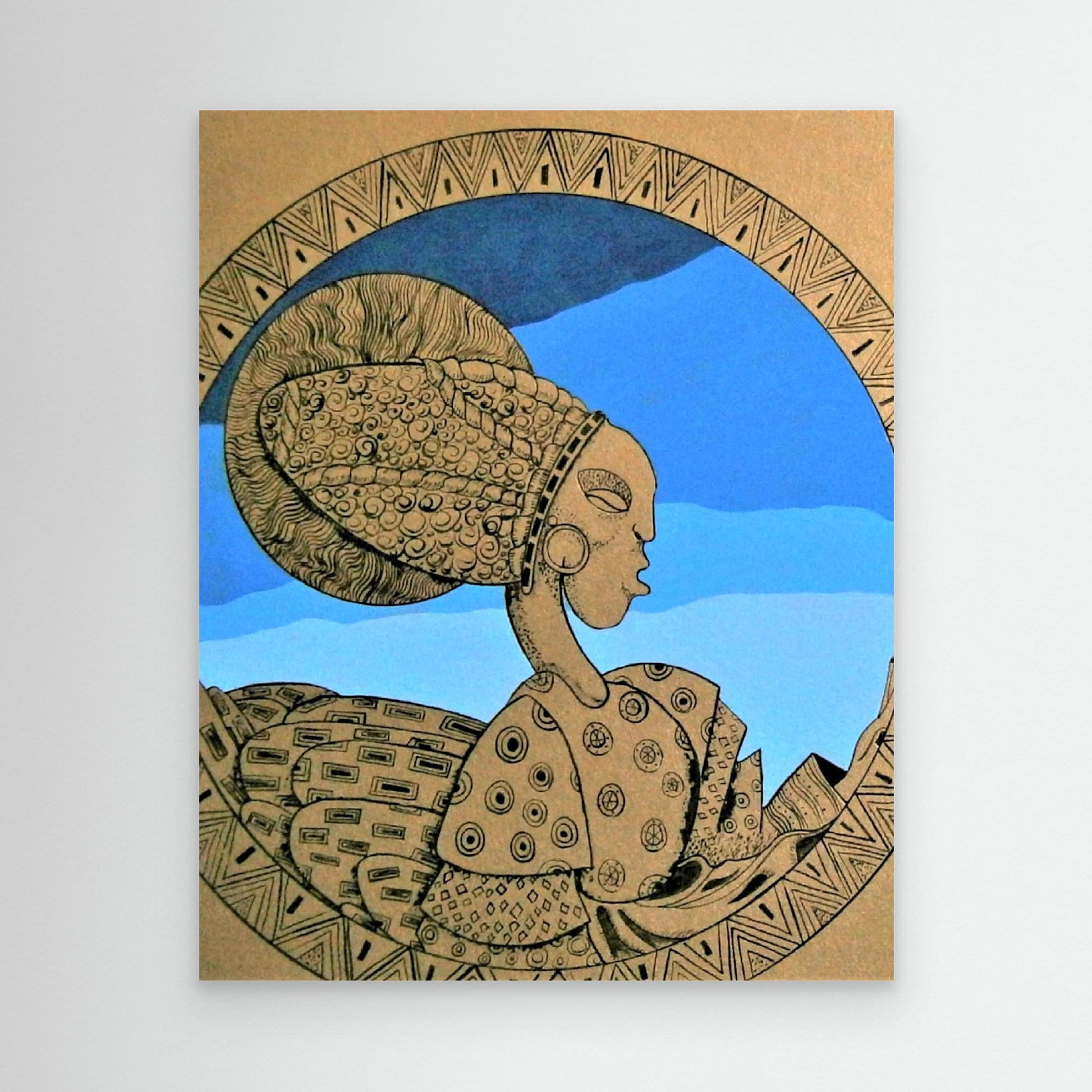 Afro Art Deco Woman In Gold.