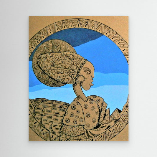 Afro Art Deco Woman In Gold.